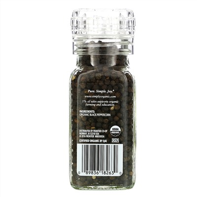 Simply Organic, Ручная мельница, чёрный перец-горошек, 2.65 унции (75 г)