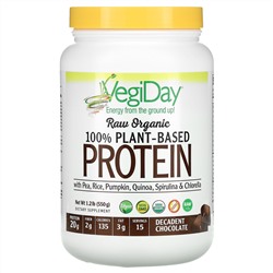 Natural Factors, Raw Organic 100% Plant-Based Protein, Decadent Chocolate, 1.2 lb (550 g)