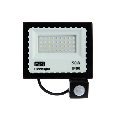 Прожектор светодиодный, 50 Вт, 4000 Лм, 6500К, Датчик движения, IP66