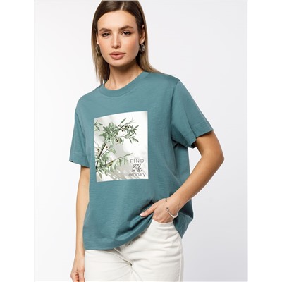 Футболка из фактурного полотна с авторским принтом