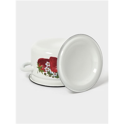 Кастрюля эмалированная, 2 л, d=17 см, с крышкой, цилиндрическая, белая