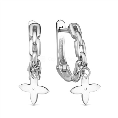 Серьги серебро форма клевер родированные коллекция quatrefoil 925 пробы 520-10-450-2р