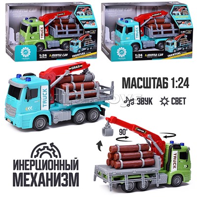 Машина "Лесовоз" на батарейках, в коробке