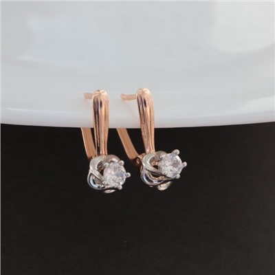 Серьги ювелирная бижутерия коллекция "Дубай", покрытие позолота, вставка: фианиты, цвет: прозрачный, арт.213.576