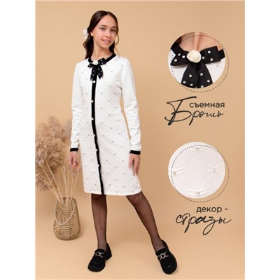 Платье для девочки вязанный трикотаж SP50119 (Белый)