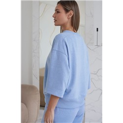 Свитшот свободный из петельчатого футера двухнитки с эластаном VILATTE, 1228120