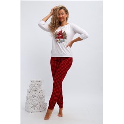 Пижама женская П162 Нарядные Ёлочки (Красный,белый)