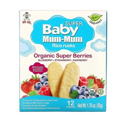 Hot Kid, Baby Mum-Mum, органические рисовые галеты с ягодным вкусом, 12 упаковок по 2 шт. по 50 г (1,76 унции)