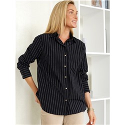 Блузка свободного силуэта с золотистыми пуговицами