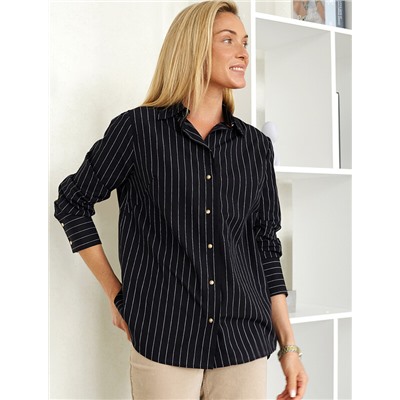 Блузка свободного силуэта с золотистыми пуговицами