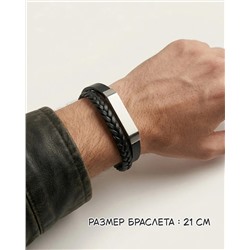 Браслет из стали на кожаном ремешке