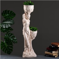 Фигура с кашпо «Девушка», 1.2 л, 900 мл, 20×29×96 см, гипс, бежевая