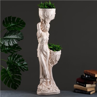 Фигура с кашпо «Девушка», 1.2 л, 900 мл, 20×29×96 см, гипс, бежевая