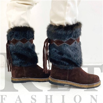 Женские унты, темно-коричневые, войлочная подошва