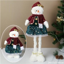 Новогоднее украшение Снеговик на телескопических ножках 37/80 см / SH057-2 /уп 72/