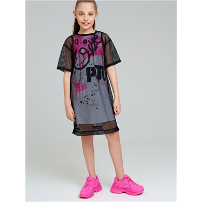 Комплект трикотажный для девочек: платье-футболка, туника
