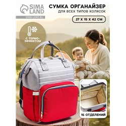 Сумка рюкзак для мамы и малыша с термокарманом, термосумка - портфель, серая