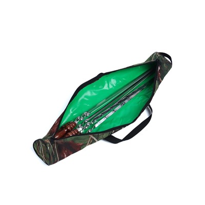 УЦЕНКА Набор шампуров в тубусе, 6 шт., деревянная ручка «Фигурная», 73(50)×1.2×0.25 см, цвет камуфляж