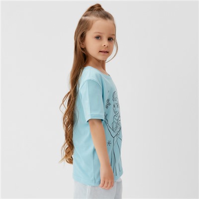 Футболка для девочки KAFTAN «Принцессы», бирюзовый, размер 30, рост 98-104 см