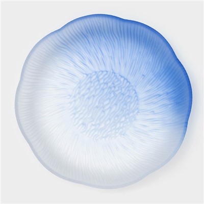 Тарелка глубокая «Лотос», d=23 см, стекло, синяя