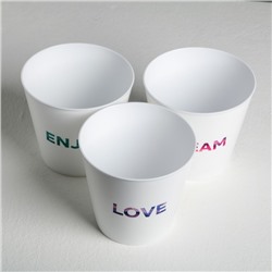 Набор кашпо 3 в 1 Dream, enjoy, love, тиснение, 0.8 л, 11×12 см