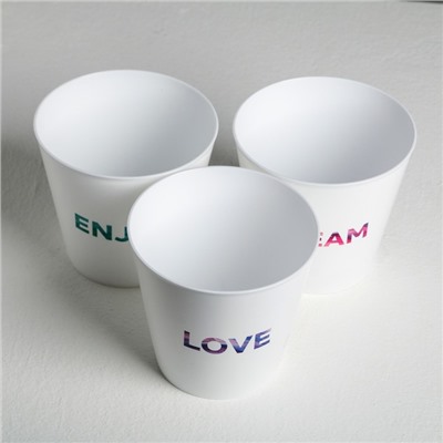 Набор кашпо 3 в 1 Dream, enjoy, love, тиснение, 0.8 л, 11×12 см