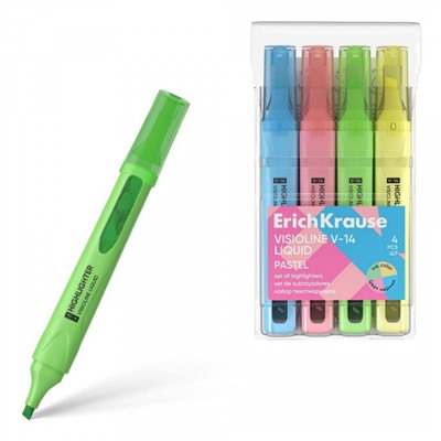 Набор текстовыделителей с жидкими чернилами 4цв V-14 пастель 58360 ErichKrause