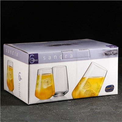 Стаканы «Сандра», 380 мл, набор 6 шт., хрустальное стекло, прозрачные