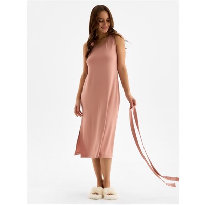 Сорочка миди ночная женская MINAKU: Home collection, тёмно-бежевая, размер 48