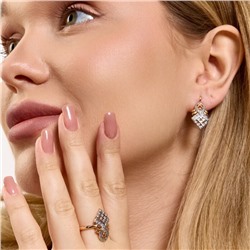 Комплект ювелирной бижутерии коллекция "Дубай" серьги и кольцо 20 р, покрытие позолота, вставка: цирконы, цвет: прозрачный, арт.414.063-20