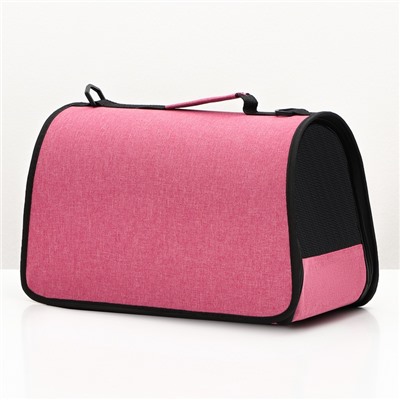 Сумка - переноска, 43×24×28 с, с органайзером и иллюминатором, розовая