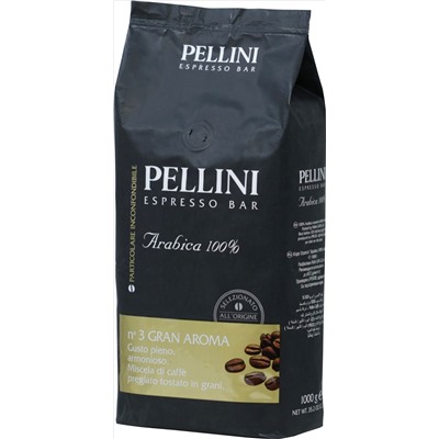 Pellini. Gran Aroma n°3 (зерновой) 1 кг. мягкая упаковка