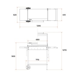 УЦЕНКА Мангал «MAH 203», 128.5×52×90.1 см, 2 мм, колеса, боковые полки, крышка