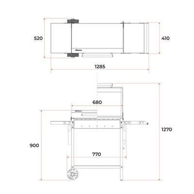 УЦЕНКА Мангал «MAH 203», 128.5×52×90.1 см, 2 мм, колеса, боковые полки, крышка