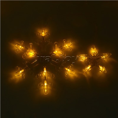 Электрогирлянда-занавес светодиодная "Снежинки", теплый