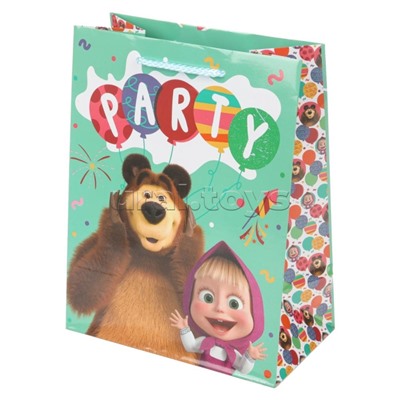 Пакет подарочный глянцевый "Маша и Медведь" M