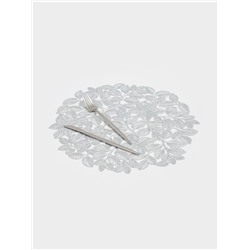 Набор салфеток сервировочных на стол Доляна «Листья», 38×38 см, 4 шт., ПВХ, серебристый