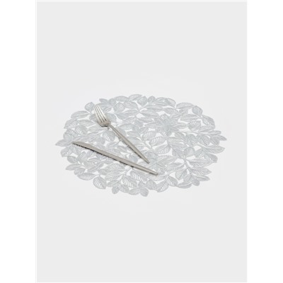 Набор салфеток сервировочных на стол Доляна «Листья», 38×38 см, 4 шт., ПВХ, серебристый