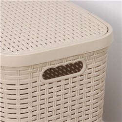 Корзина бельевая «Ротанг», 40 л, 37×29.5×48 см, с крышкой, цвет латте