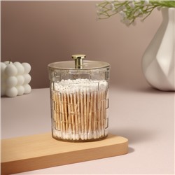 Органайзер для для ватных палочек «SHINE», с крышкой, 8.5×8.5×11.2 см, цвет прозрачный, золотистый