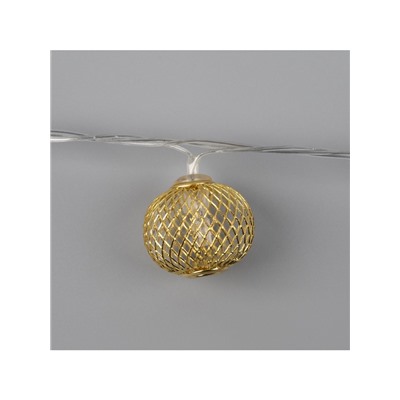 Гирлянда «Нить» 4 м с насадками «Шарик сетка», IP20, прозрачная нить, 20 LED, свечение тёплое белое, 8 режимов, 220 В