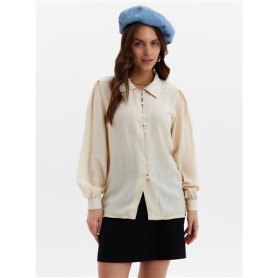 Блузка на пуговицах женская MINAKU: Enjoy, размер 52, цвет молочный