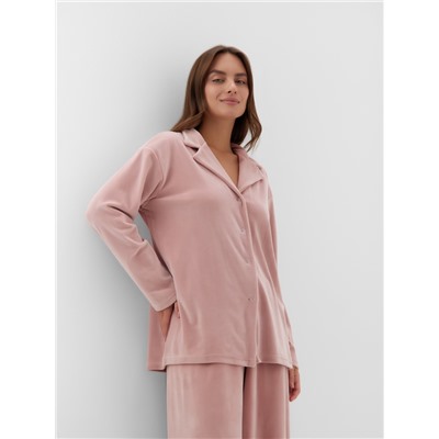 Пижама женская (рубашка, брюки) KAFTAN Plushy, размер 52-54, розовая
