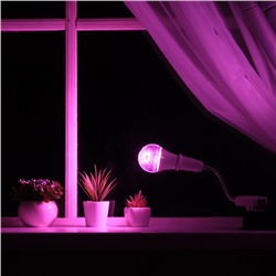 Светильник для растений 9 Вт, 7 мкмоль/с, гибкая ножка 15 см, выкл на корпусе