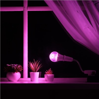 Светильник для растений 9 Вт, 7 мкмоль/с, гибкая ножка 15 см, выкл на корпусе