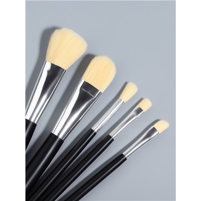 Набор кистей для макияжа SMOKY, нейлоновых, 5 шт., чёрный с белым ворсом