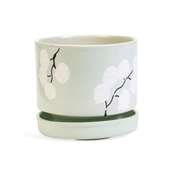 Горшок для цветов «Листья», 1.7 л, d=15.5 см, h=15 см, керамический, с поддоном