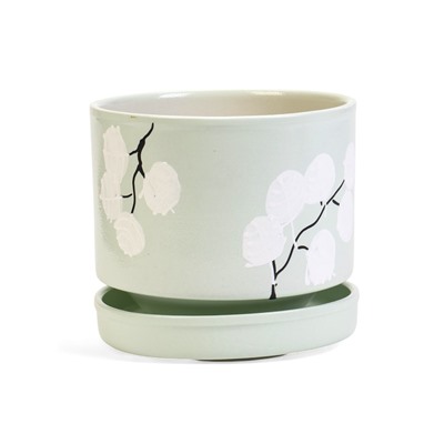 Горшок для цветов «Листья», 1.7 л, d=15.5 см, h=15 см, керамический, с поддоном