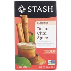 Stash Tea, Black Tea, Decaf Chai Spice, 18 Tea Bags, 1.1 oz (33 g)