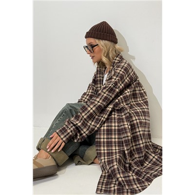 Рубашка женская  HUG077/07/Бордовый, белый